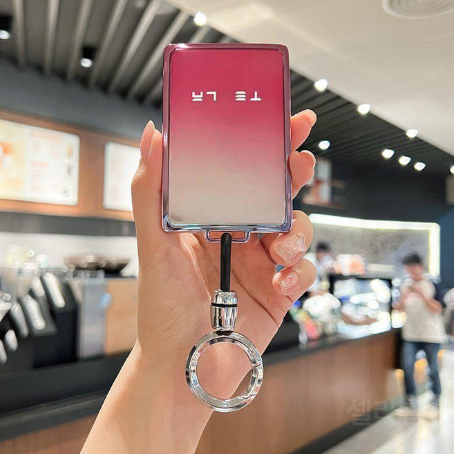테슬라 전차종 키케이스 Model 3YX 카드키리모컨키 전용 고급 보호 커버 차량용 키홀더 키보호 케이스, 핑크+실버링