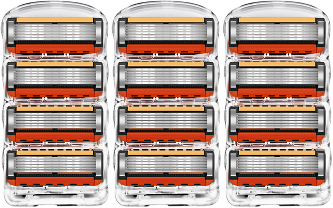 독일 블랙주황 프리미엄 6중 질레트 면도날 프로글라이드 퓨전 호환 날카로운 면도기, 1세트, 12개입