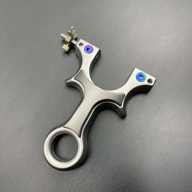 鈦合金玲瓏扁皮彈弓 戶外大威力快壓免綁高準度夾片直闆, 拋丸款,75/20, 1個