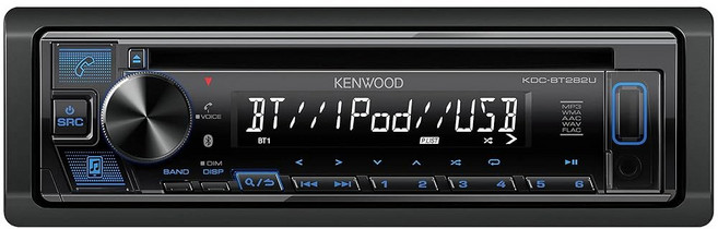 KENWOOD KDC-BT282U CD 카 스테레오 - 싱글 딘 블루투스 오디오 USB MP3 FLAC Aux in AM FM 라디오 흰색 13자리 LCD 디스플레이와 파란색