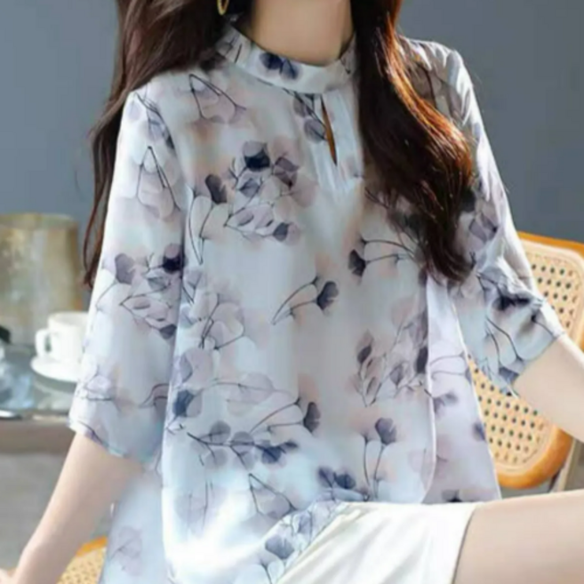 루스리더 여성 여름 루즈핏 시스루 블라우스 V495