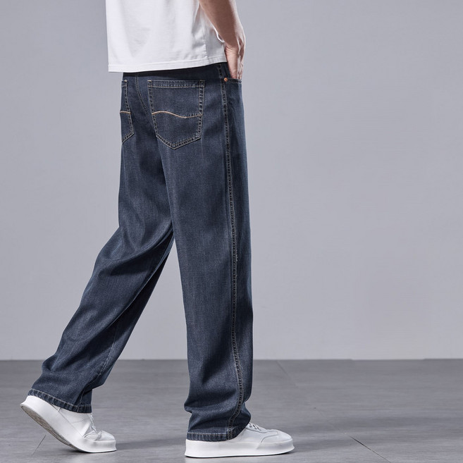 하울맨 중년 남성 빅사이즈 시원한 텐셀 일자 청바지