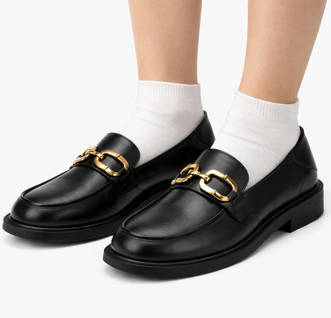 차쿠 여성 가죽 로퍼 학생 직장인 단화 슬립온 클래식 체인로퍼