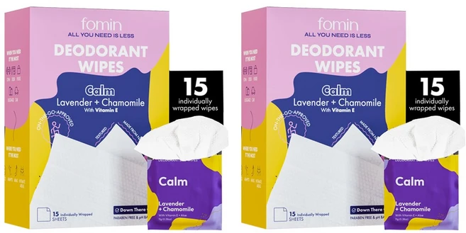 FOMIN 포민 여행용 데오드란트 티슈 15입 라벤더 캐모마일 X 2팩 - 쿠팡