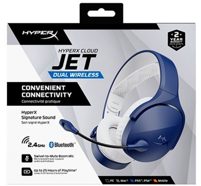 HyperX Cloud Jet 雙模無線電競耳機 藍色 2.4G 藍牙 多平台適用, AM7A0AA