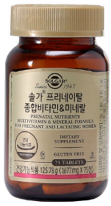 솔가 프리네이탈 종합비타민 & 미네랄 125.78g, 75정, 1개