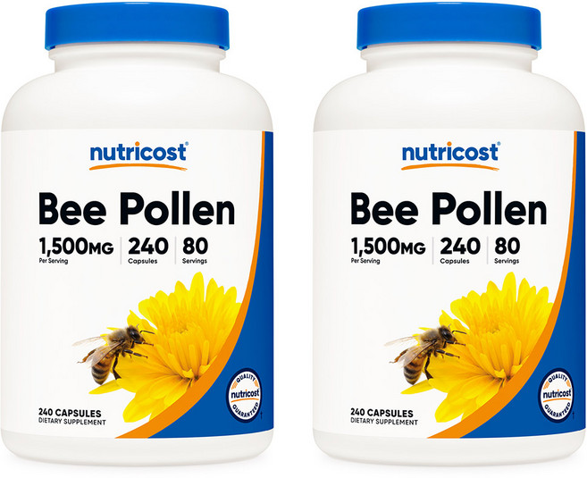 뉴트리코스트 비 꿀벌 폴른 꽃가루 Bee Pollen 1500mg 240캡슐 2개, 240정