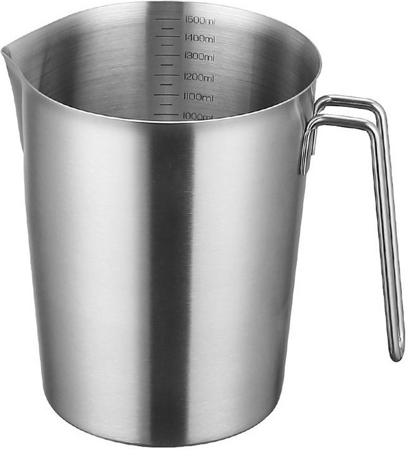 호밍사이 스테인리스 304 계량컵 손잡이 눈금 스틸 비커, 1개, 1000ml, 304 스텐