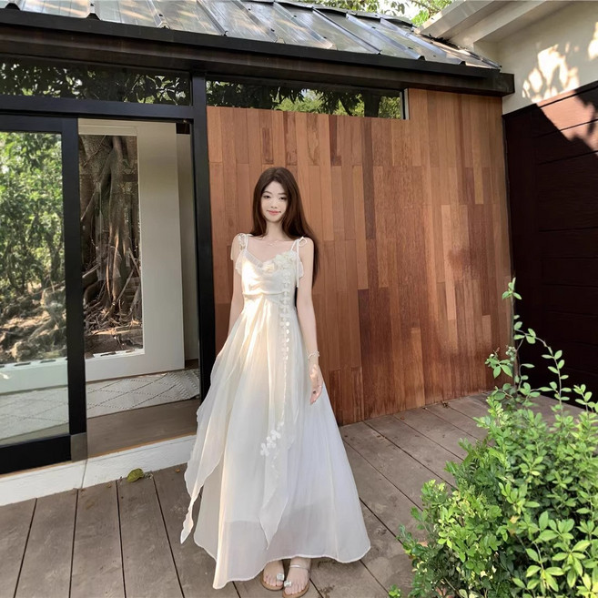 WIHOLL 여성 여름 나시 원피스 허리라인 슬림핏 휴양지 바캉스룩