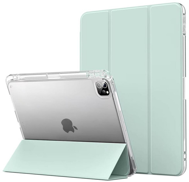 내셔널 리코리아 클리어 에어로 쉴드 애플팬슬 충전 수납홀더 태블릿PC 아이패드 투명케이스 스마트커버 울트라 하이브리드 케이스 for iPad, 라이트 그린, 1개