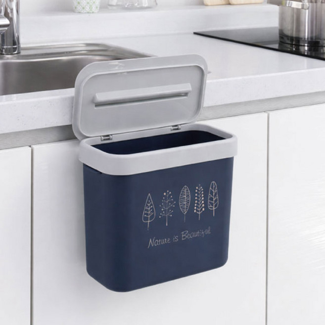 오두막하우스 싱크대 걸이형 휴지통 벽부착형 다용도, 모던블루