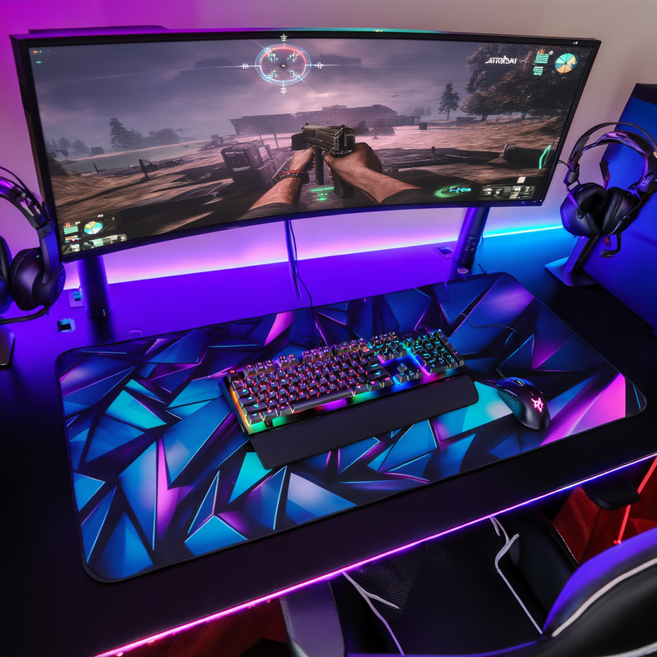 강플로 3D 논슬립 게이밍 장패드, 1개, 블루