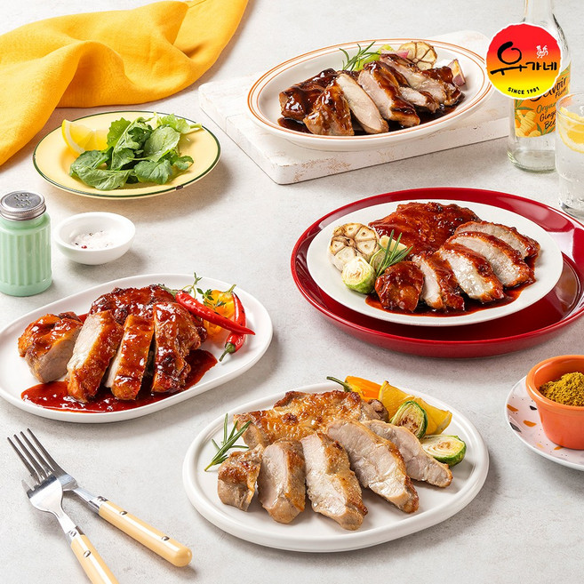 꾸운 닭다리살 3종 9팩 (소금3+찜닭3+칠리3), 1세트