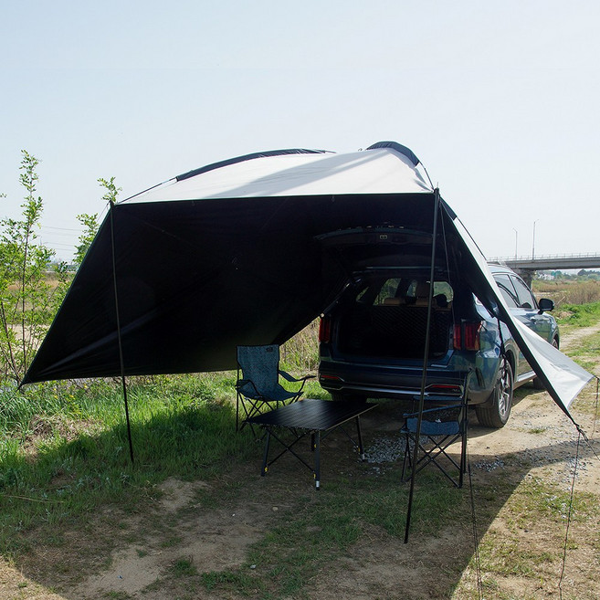 마이딘 MCT-02 차량용 도킹 블랙코팅 타프 그늘막 접이식어닝 차양막 썬쉐이드 캠핑용품 + 자립세트증정, MCT-02_차량형(아이보리)