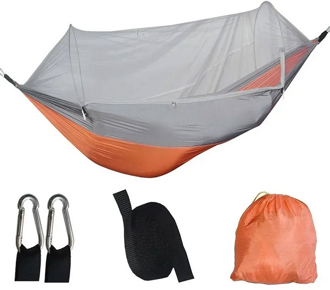 휴대용 모기장 해먹 야외 캠핑 자동 빠른 펼침 수면 텐트 예방, 02 Orange, 1개