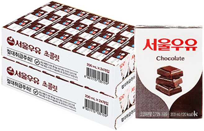 서울우유 초코 우유, 200ml, 48개