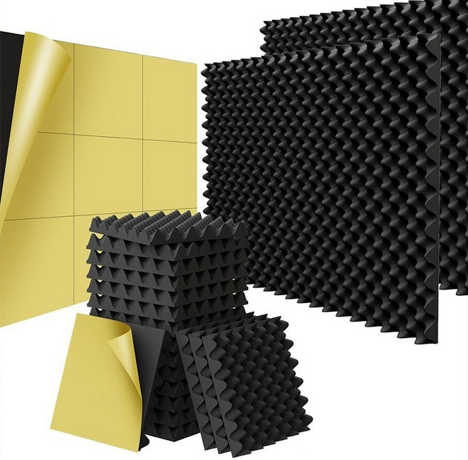 혜신 접착식 방음재 방음스펀지 50T 300*300mm 현관문 셋트 아파트 셀프인테, 블랙, 12개