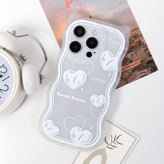 아이폰15 전용 고양이귀 쫑긋 캣웨이브 디자인 투명케이스