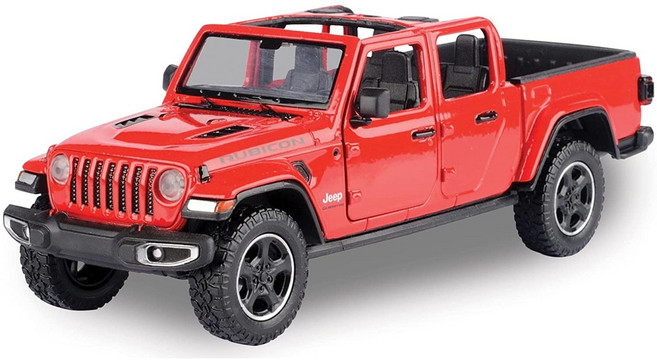 [모터맥스] 1:27 지프 글래디에이터 픽업 트럭 Motormax Toy 2021 Gladiator Pickup Truck Diecast Model, 루비콘 오픈탑 레드, 1개