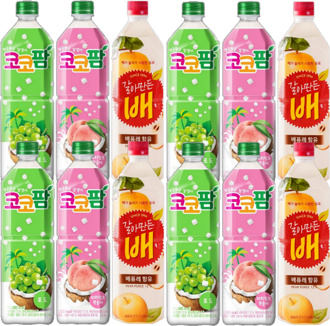 코코팜 피치핑크 복숭아 + 포도 + 갈아만든 배, 4세트, 1L