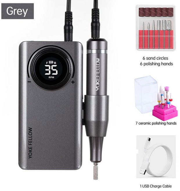 전동 네일드릴 큐티클 키트 그라인더 기계 세트 셀프관리, CN, 딥그레이네일머신B, 1개