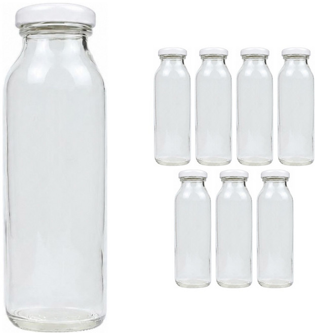 공병상회 일자음료 유리병 1박스 화이트캡, 8개, 250ml