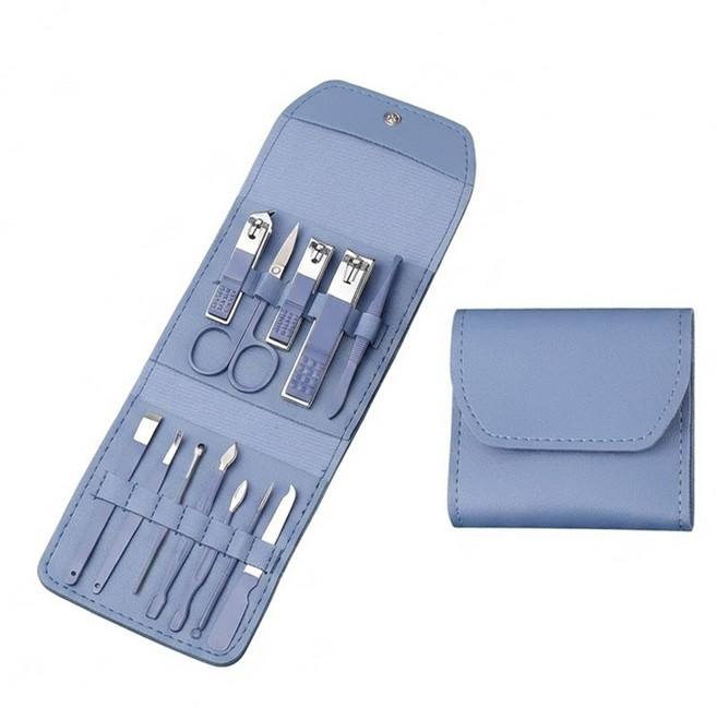 센티브 가죽케이스 손톱깎이 네일케어 12종 세트, 1개, 라벤다