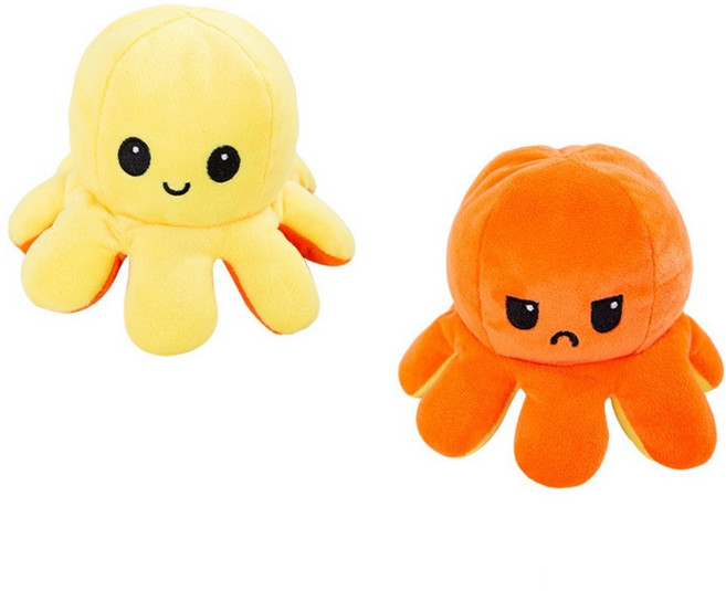 문어인형 반전인형 리버시블 애착인형 세트, 옐로우+오렌지, 40cm, 1개