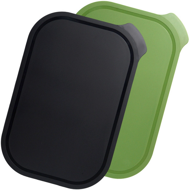 애슬라 칼집 안나는 4T 양면 항균 TPU 도마 2종세트, 블랙+올리브그린, 1개