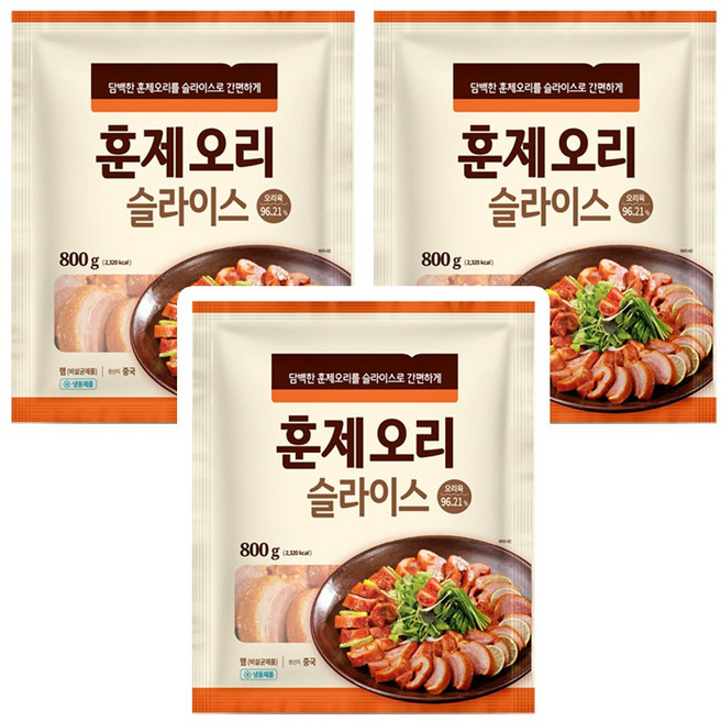 베스트코 훈제오리 슬라이스 800g, 3개