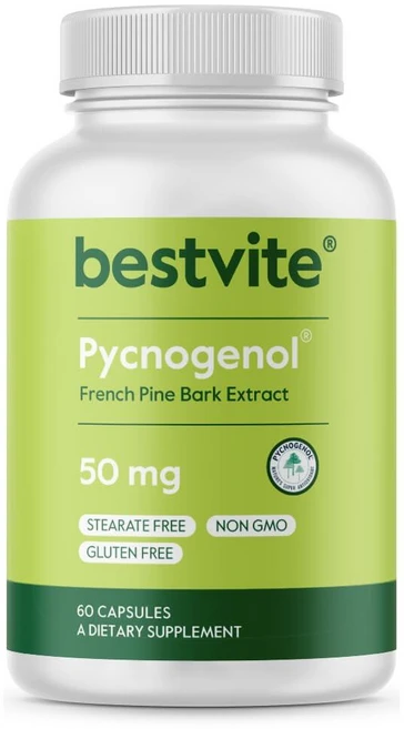 Bestvite BESTVITE 피크노제놀 50mg (60캡슐) - 프랑스 해상 소나무 껍질 추출물 스테아레이트 없음 글루텐 프리 GMO, 1개, 60정 - 쿠팡