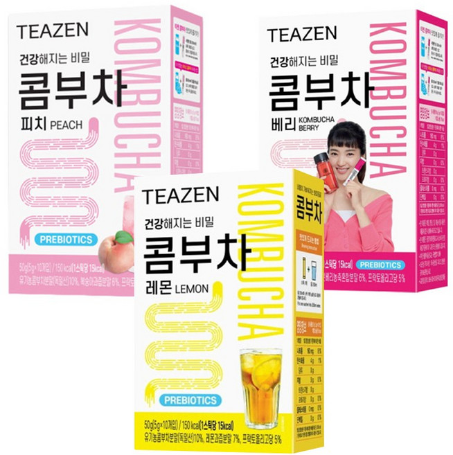 티젠 콤부차 레몬 파인애플 피치 유자 베리 5g 10 30 40개입, 레몬 70개입, 50g, 10개입