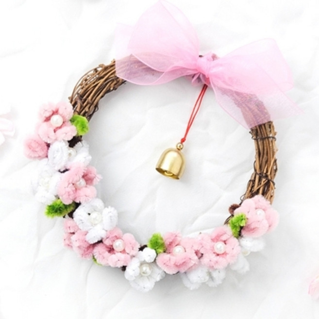 에듀팜 인테리어 벚꽃 모루 리스 만들기 세트 도어벨