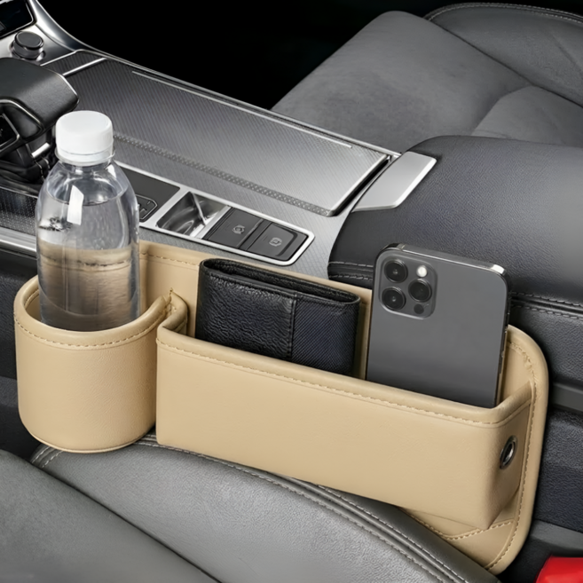 심플딤플 차량 사이드포켓 자동차 틈새수납, 베이지 카멜, 1개