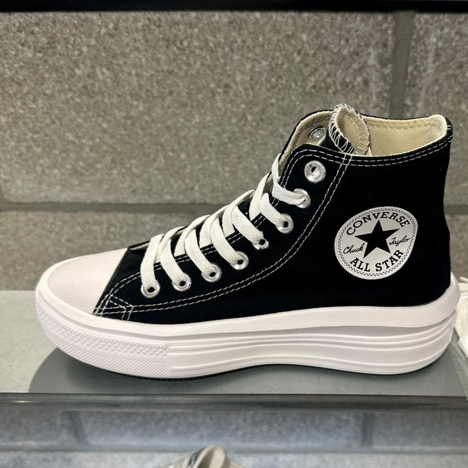 [백화점매장판] 컨버스 척테일러 올스타 무브 하이 팬텀블랙 568497C 키높이 운동화 스니커즈 남녀공용 +베어긱스 신발끈