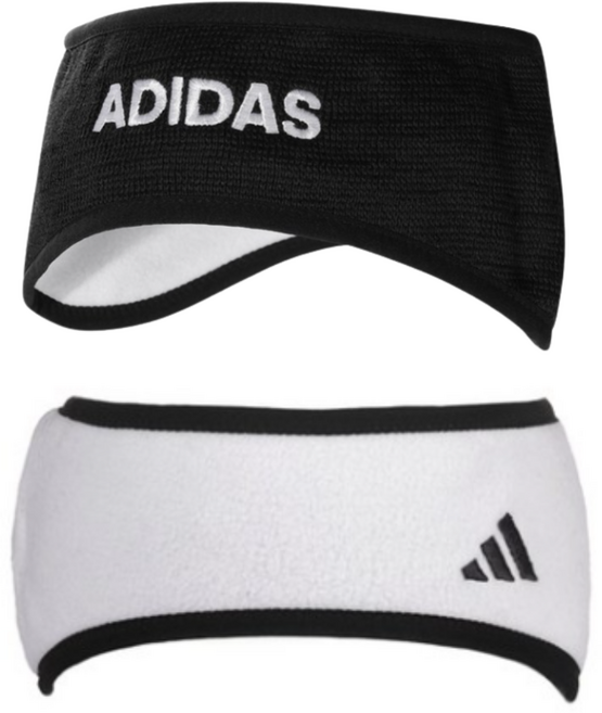 아디다스 겨울 방한 양면 헤어밴드 귀마개 러닝 운동 이어워머 스포츠 귀덮개, 블랙, 1개
