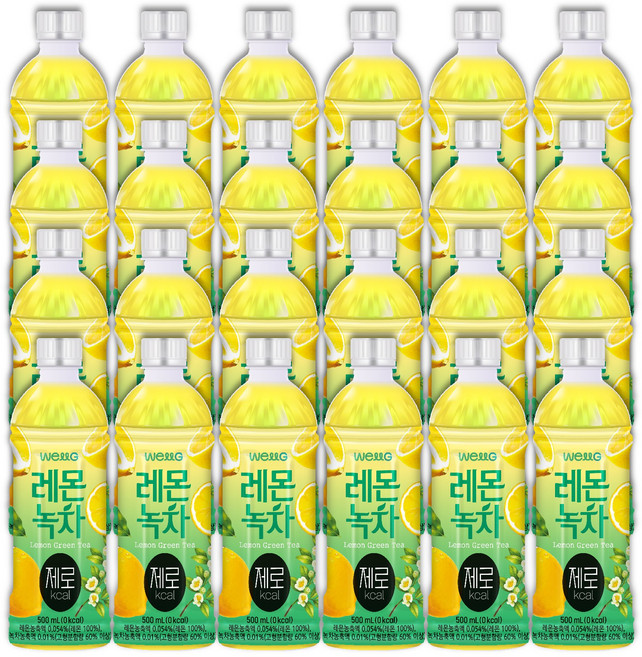웰그린 스위츠 레몬녹차 제로 페트음료, 24개, 500ml