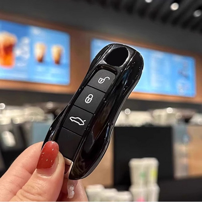 PRC 포르쉐 호환 키케이스 차키 키링 자동차 키홀더, B타입, 2_글로시블랙