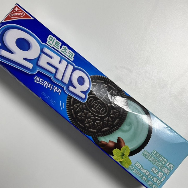 오레오 샌드위치 쿠키 민트 초코, 80g, 15개