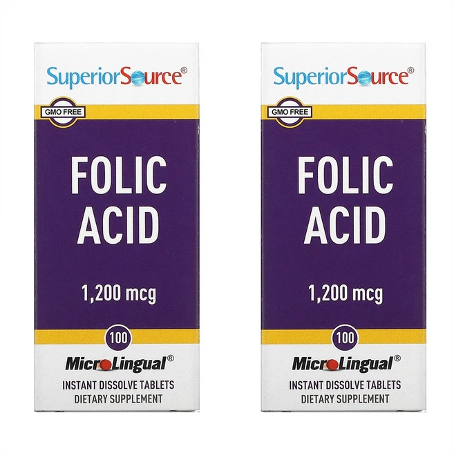 슈페리어소스 엽산 1200mcg 100 타블렛 2개, 100정 - 쿠팡