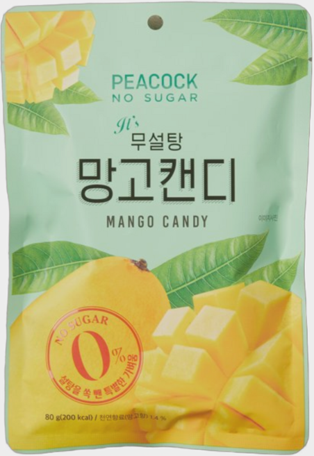 피코크 무설탕 망고캔디, 80g, 6개