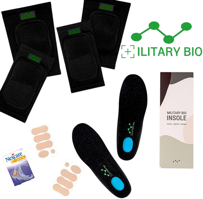 밀리터리바이오 군 입대 훈련소 준비물 군대깔창+무릎보호대+팔꿈치보호대+물집패드, 검정, 1개, L(255~285mm)