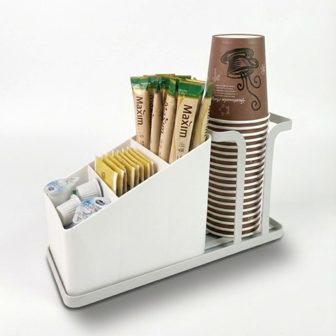 차 커피 티백 정리함 스틱 보관함 탕비실 수납함, 1개, 하얀색