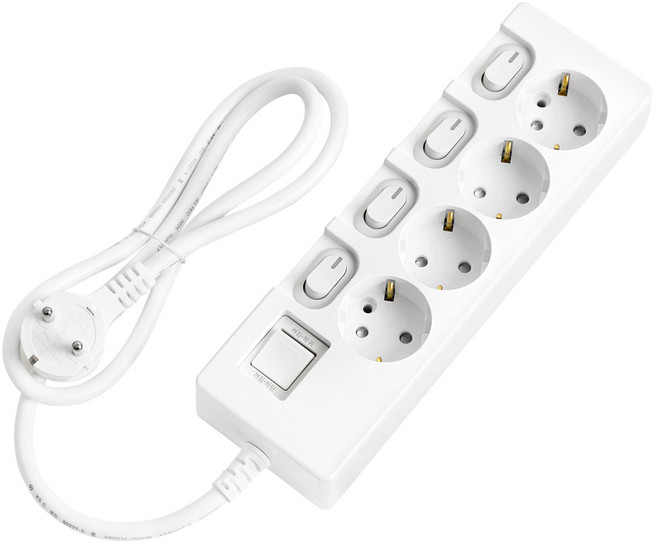 스윗홈 개별스위치 멀티탭 4구 접지형 절전형 16A, 0.7m, 1개, 개별스위치 4구 화이트