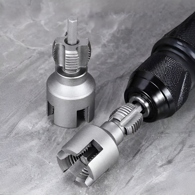 파이프 나사산 가공 도구 노브몰 스테인리스 파이프 내외경 겸용 나사 절삭기 배관 탭핑툴, 2개세트 (4/6 포인트)