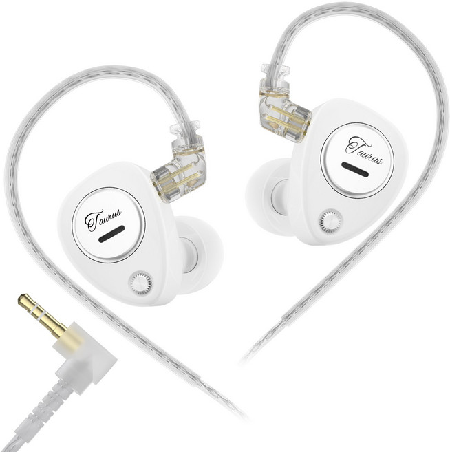 Keephifi KZ Taurus 유선 HIFI 게이밍 이어폰 IEM 인이어 이어폰, 노마이크, 흰색