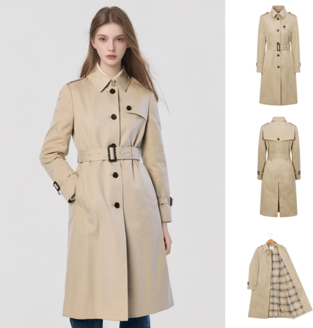 헤지스 레이디스 25SS 여성 면혼방 싱글 트랜치코트 베이지 85~95size