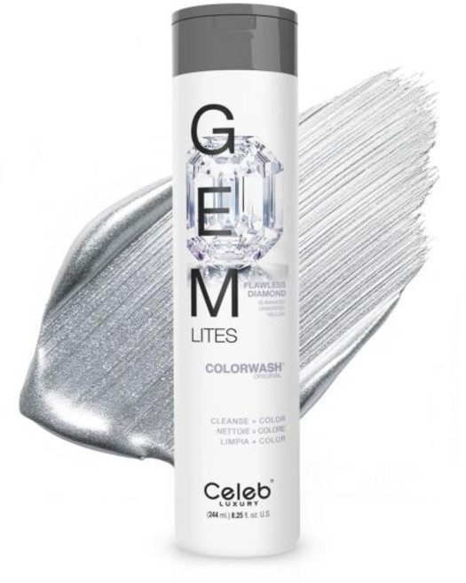 셀러브리티 럭셔리 컬러워시 컬러 증착 샴푸 리프레셔 비건 염색약 본드픽스 리빌더 바이럴 및 젬 라이트, 8 Gem Lites Flawless Diamond C, 1개