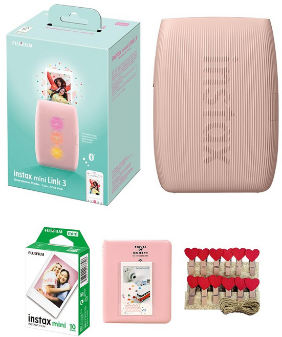 인스탁스 포토프린터 링크3+필름10매+사은품/스마트폰프린터, 로즈핑크