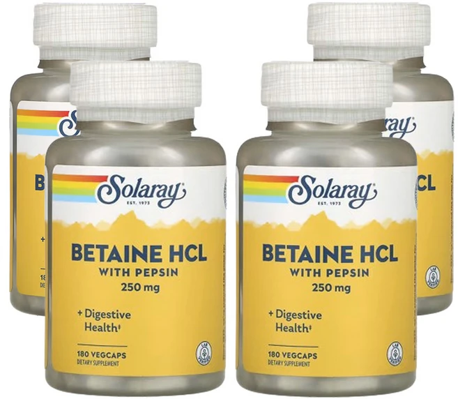 쏠라레이 펩신 함유 HCL 230mg 베지캡슐 180정, 4개 - 쿠팡